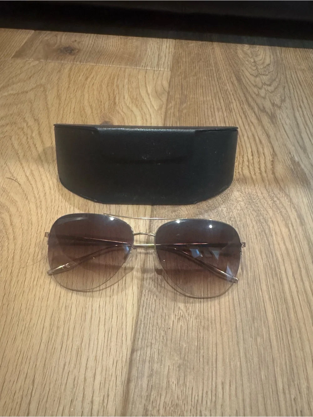 Barton Perreira Gold Aviator Sunglasses with Brown Gradient Lenses